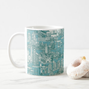 San Francisco toile viridiaan turquoise blauw Koffiemok