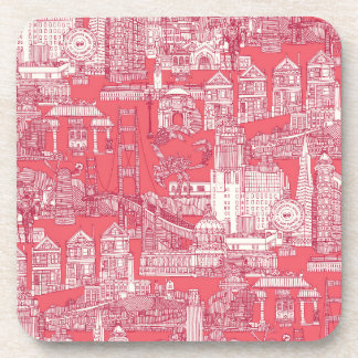 San Francisco toile viva magenta roze rood Bier Onderzetter