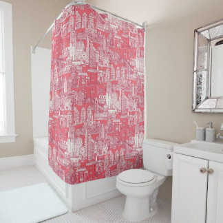 San Francisco toile viva magenta roze rood Douchegordijn