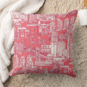 San Francisco toile viva magenta roze rood Kussen