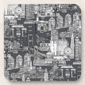San Francisco toile zwart ijzer grijs Bier Onderzetter