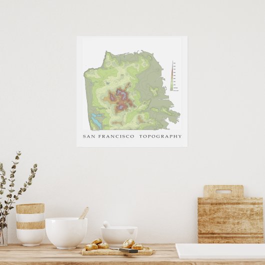 San Francisco Topo Map - White 24x24 Poster (Keuken)