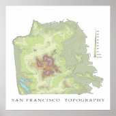 San Francisco Topo Map - White 24x24 Poster (Voorkant)