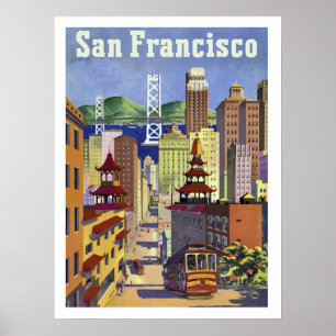 San Francisco, tram, stadsstraat, Poster