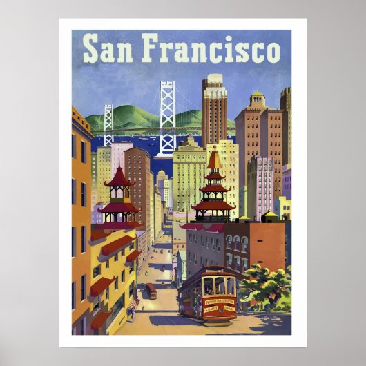 San Francisco, tram, stadsstraat,  Poster (Voorkant)