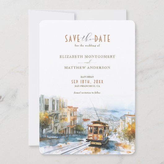 San Francisco Tramway Avontuur Save-the-Date Kaart (Voorkant)