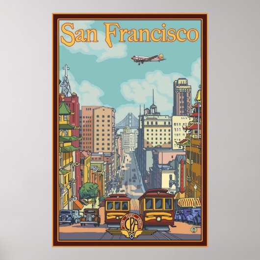 San Francisco Travel Poster - California Street (Voorkant)