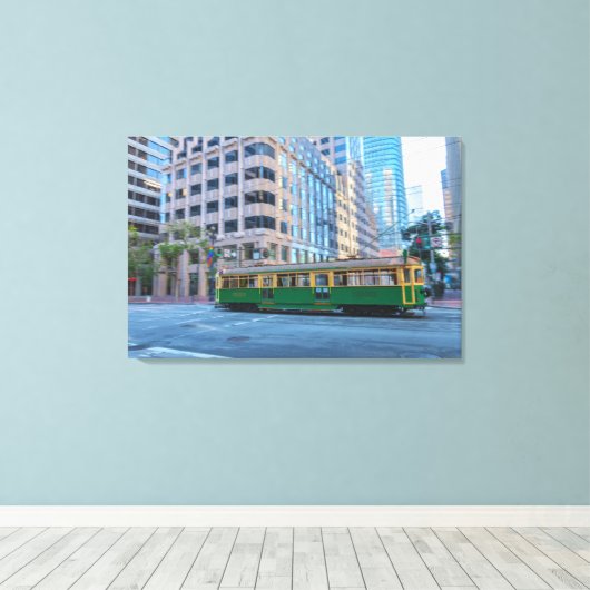 San Francisco Trolley Bus Canvas Afdruk (Insitu (Houten vloer))