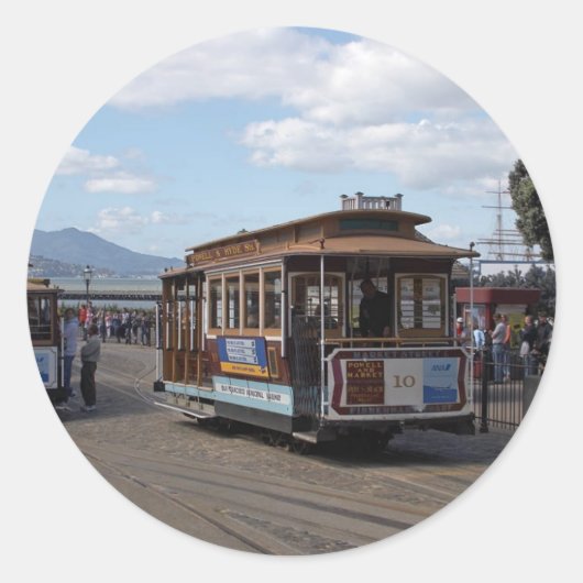 San Francisco Trolley Cars Ronde Sticker (Voorkant)