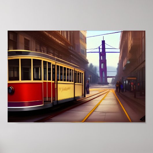 San Francisco Trolley Digital Art Poster (Voorkant)