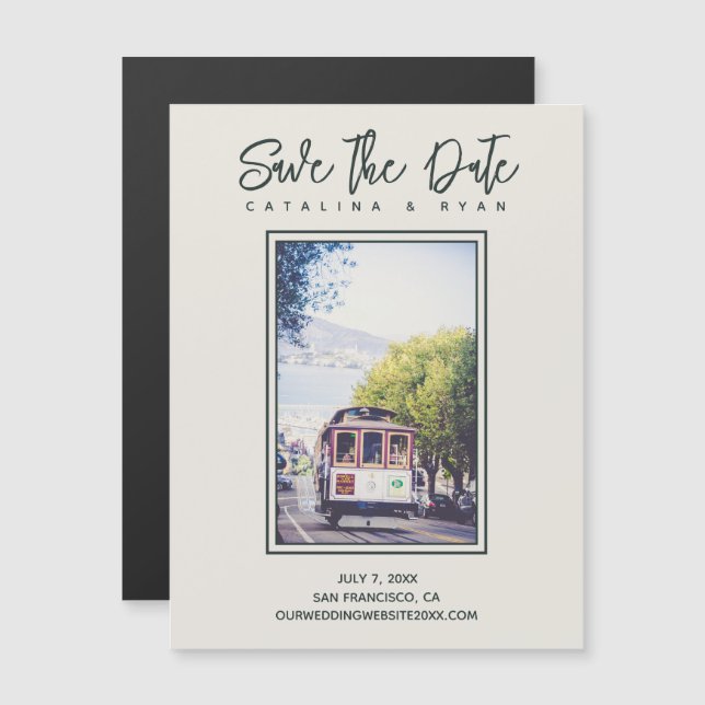 San Francisco Trolley Wedding Save the Date Magnet (Voorkant / Achterkant)