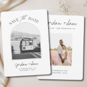 San Francisco Trolley Zwart & Wit Save the Date Kaart