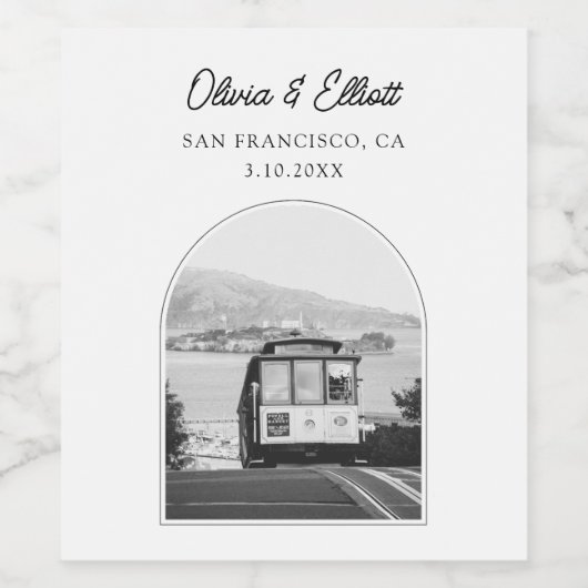 San Francisco Trouwgunst Zwart & Wit Wijn Etiket (Enkel label)