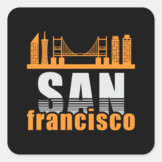 San Francisco USA City Cityscape Gift Idea Vierkante Sticker (Voorkant)
