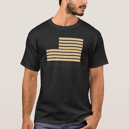 San Francisco USA Flag OrangeBrown Patriotic Ameri T-shirt (Voorkant)