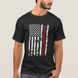 San Francisco Usa Zwart-Witte Vlag T-shirt