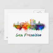 San Francisco V2 skyline in waterverf copia Briefkaart (Voorkant / Achterkant)