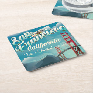 San Francisco Vakantie vintage reisposter Kartonnen Onderzetters