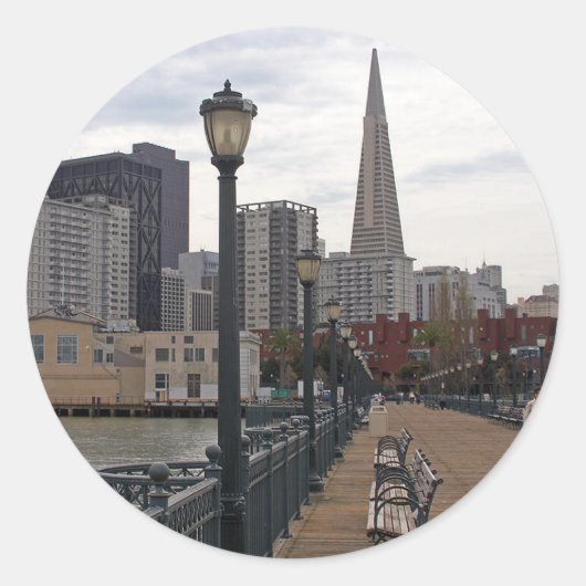 San Francisco vanaf Pier 39 Ronde Sticker (Voorkant)