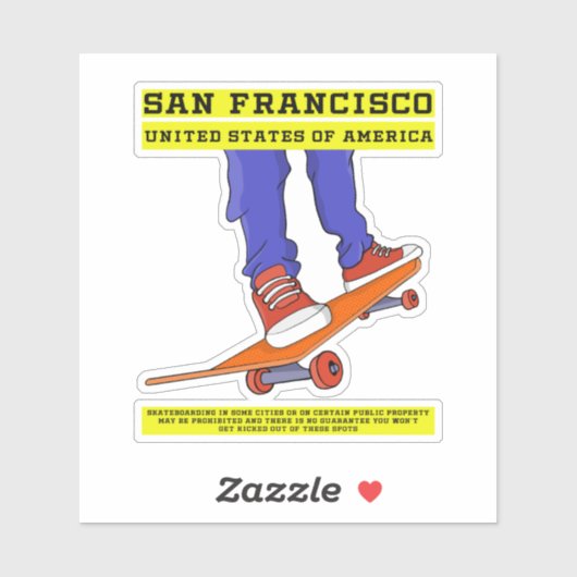 San Francisco, Verenigde Staten Schaats Sticker (Vel)