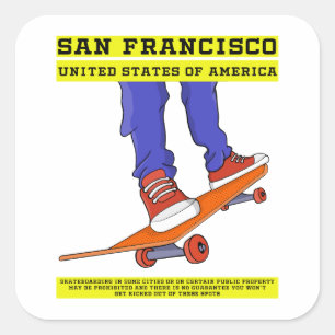 San Francisco, Verenigde Staten Schaats Vierkante Sticker