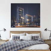 San Francisco verlicht stadsbeeld bij nacht Canvas Afdruk (Insitu (Slaapkamer))