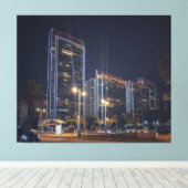 San Francisco verlicht stadsbeeld bij nacht Canvas Afdruk (Insitu (Houten vloer))