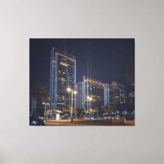 San Francisco verlicht stadsbeeld bij nacht Canvas Afdruk (Voorkant)