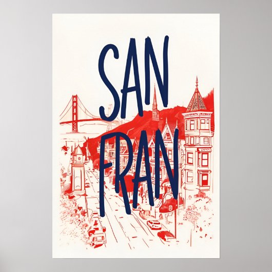 San Francisco Victoriaans huizen Art Print (Voorkant)
