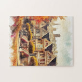 San Francisco Victoriaans rijhuizen in het najaar Legpuzzel (Horizontaal)