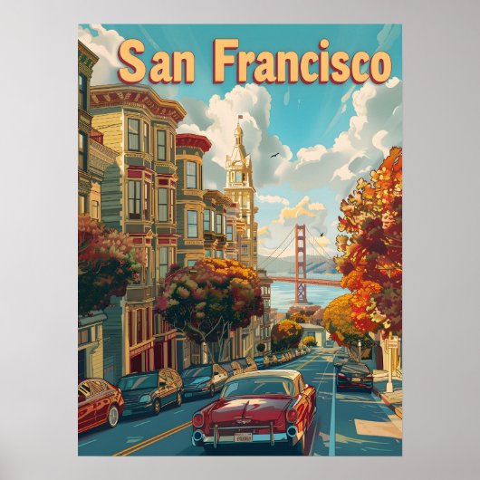 San Francisco Vintage Auto Poster (Voorkant)