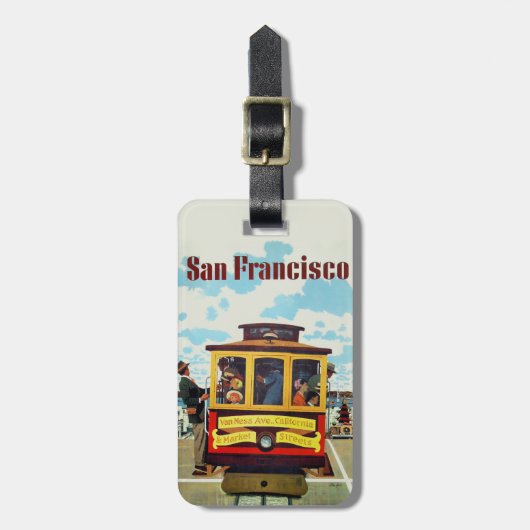 San Francisco Vintage Travel bagagelabel (Voorkant verticaal)