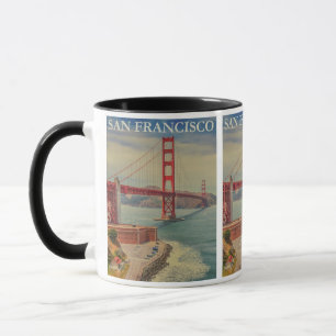 San Francisco Vintage Travel USA Golden Gate Mok