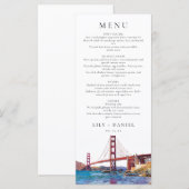 San Francisco Watercolor Bestemming Trouwen Menu (Voorkant / Achterkant)