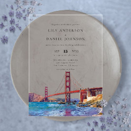 San Francisco Watercolor Destination Wedding Acryl Uitnodigingen