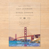 San Francisco Watercolor Destination Wedding Acryl Uitnodigingen (Voorkant)