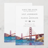San Francisco Watercolor Destination Wedding Save The Date (Voorkant / Achterkant)