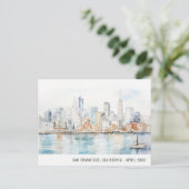 San Francisco Watercolor Landscape Travel Feestdagenkaart (Staand voorkant)