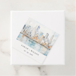 San Francisco Watercolor Landscape Wedding Bedankjes Labels