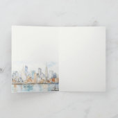 San Francisco Watercolor Landscape Wedding Bedankkaart (Binnen)