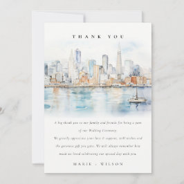 San Francisco Watercolor Landscape Wedding Bedankkaart