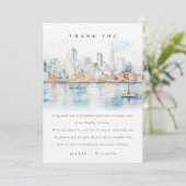San Francisco Watercolor Landscape Wedding Bedankkaart (Staand voorkant)