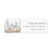 San Francisco Watercolor Landscape Wedding Etiket (Voorkant)