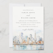 San Francisco Watercolor Landscape Wedding Kaart (Voorkant)