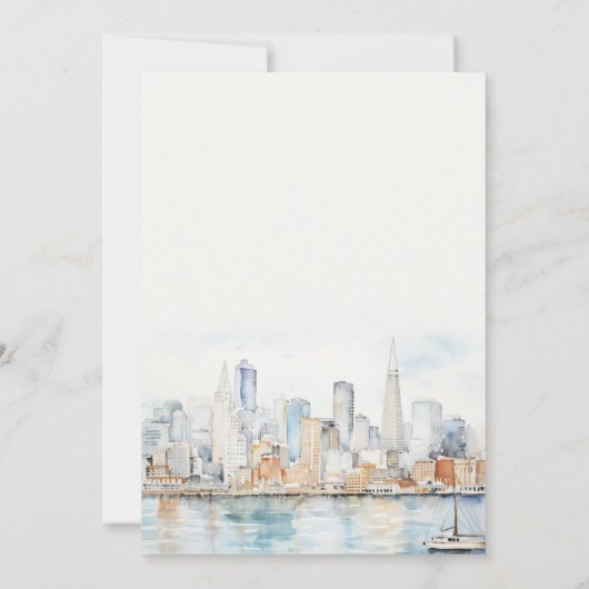 San Francisco Watercolor Landscape Wedding Kaart (Achterkant)