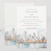 San Francisco Watercolor Landscape Wedding Kaart (Voorkant / Achterkant)