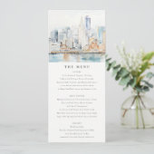 San Francisco Watercolor Landscape Wedding Menu Kaart (Staand voorkant)
