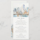 San Francisco Watercolor Landscape Wedding Menu Kaart (Voorkant / Achterkant)