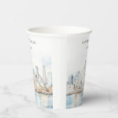 San Francisco Watercolor Landscape Wedding Papieren Bekers (Rechts)