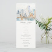 San Francisco Watercolor Landscape Wedding Program Kaart (Staand voorkant)